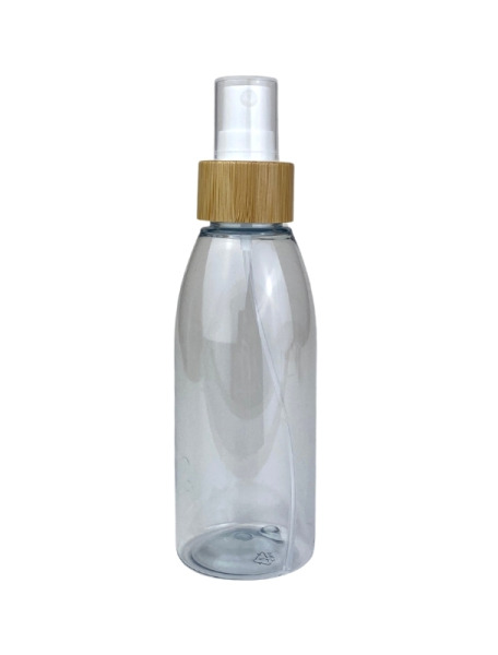 Recycling PET Flasche, 150ml mit Bambusdeckel Zerstäuber